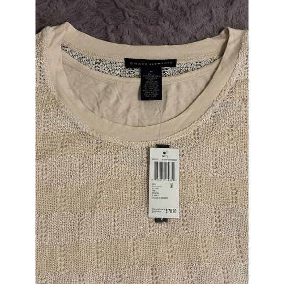 Grace Elements Beige Knit Top With Inner Tank M - Picture 3 of 6